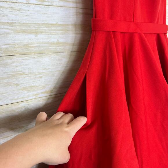 Ieena for Mac Duggal Red Low Back A-Line Party Dress - Picture 5 of 7